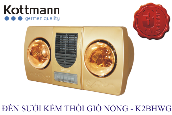 Đèn sưởi 2 bóng Kottmann kèm thổi gió nóng K2B-HW-G