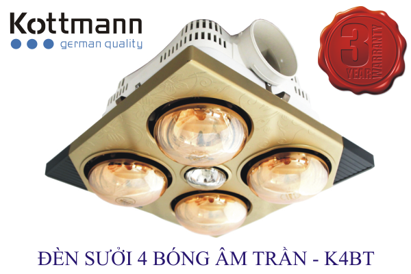 Đèn sưởi 4 bóng Kottmann âm trần K4B-T
