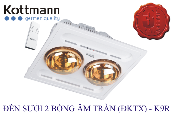 Đèn sưởi 2 bóng Kottmann âm trần có ĐKTX K9R