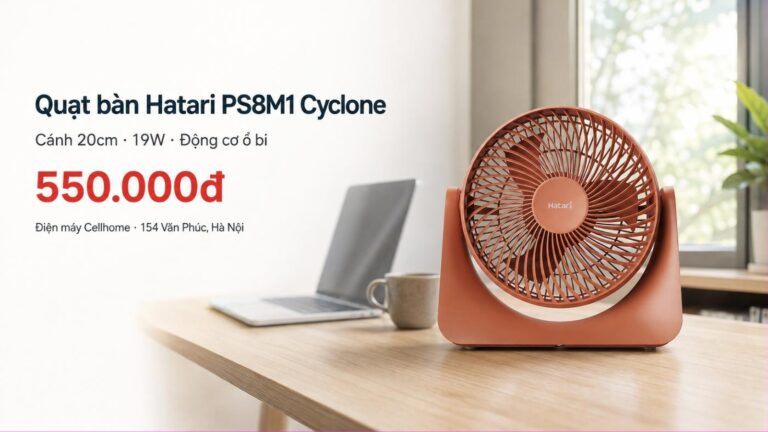 Quạt bàn Hatari PS8M1 Cyclone có tốt không, giá bao nhiêu?