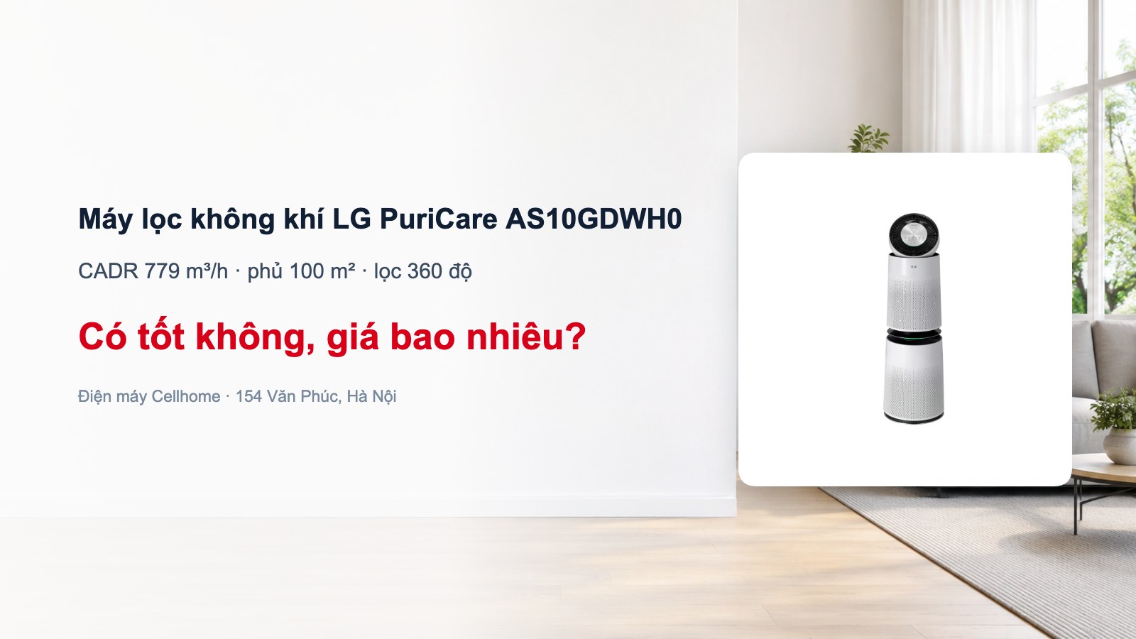 Máy lọc không khí LG PuriCare AS10GDWH0 — ảnh bìa Điện máy Cellhome
