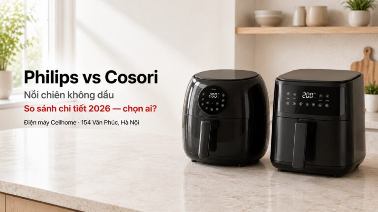 Nồi Chiên Không Dầu Philips vs Cosori 2026: So Sánh Chi Tiết – Đâu Là Lựa Chọn Tối Ưu?