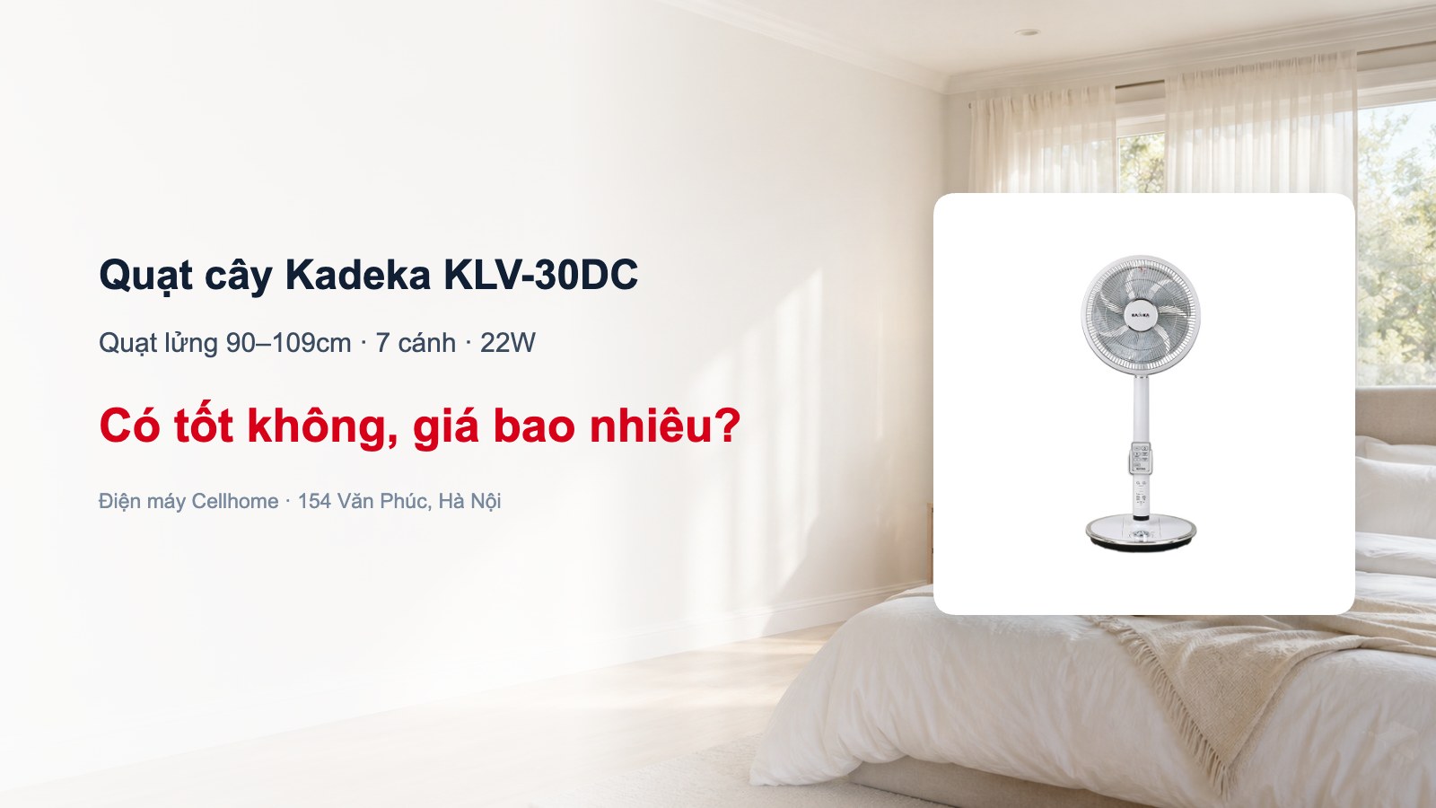 Quạt cây Kadeka KLV-30DC — ảnh bìa Điện máy Cellhome