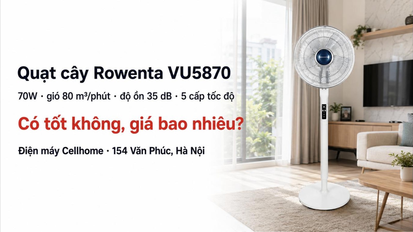 Quạt cây Rowenta VU5870 — ảnh bìa Điện máy Cellhome