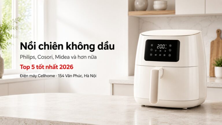 Top 5 Nồi Chiên Không Dầu Tốt Nhất 2026: Philips, Cosori, Midea – Loại Nào Đáng Mua?