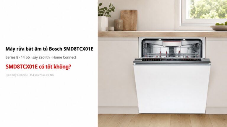Máy rửa bát âm tủ Bosch SMD8TCX01E Series 8 tốt không?