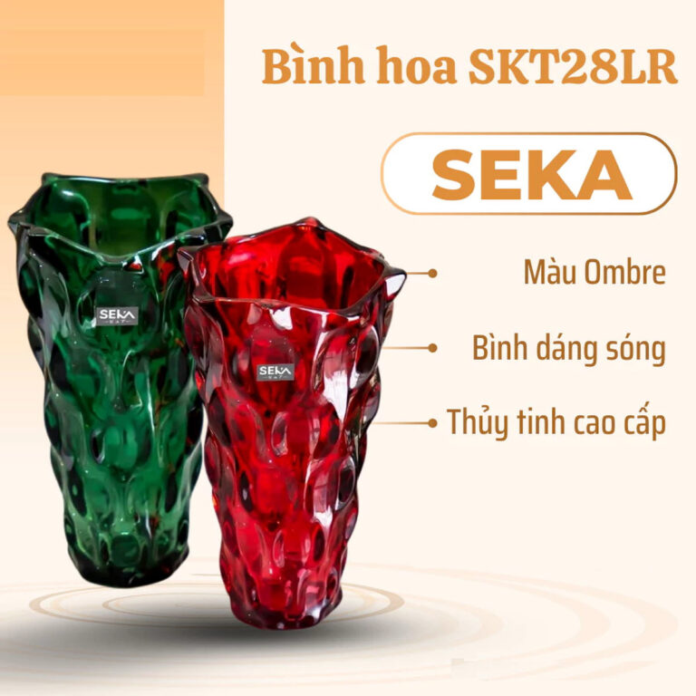 Bình hoa thủy tinh dáng sóng SEKA (Màu đỏ) – SKT28LR