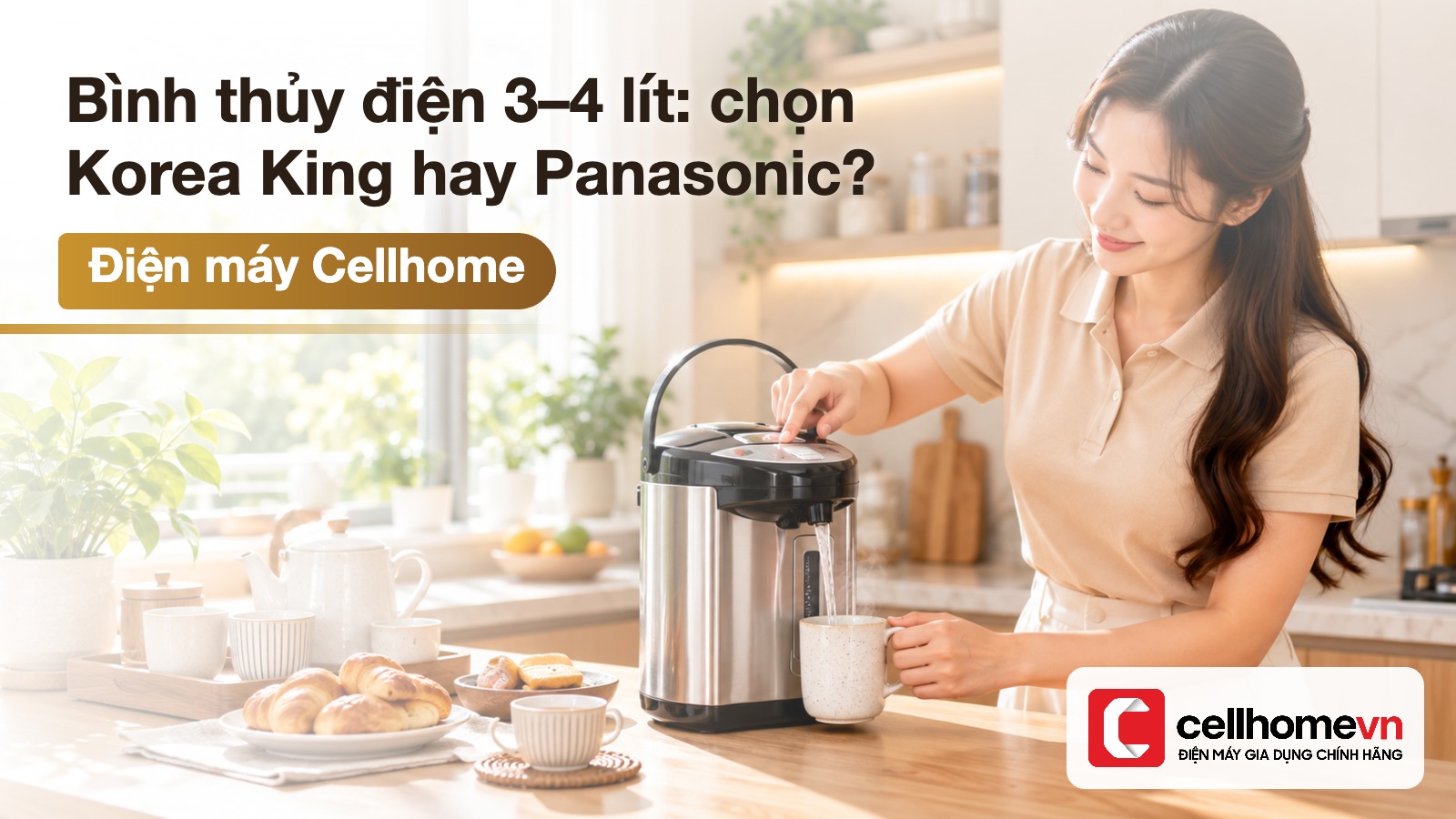 Bình thủy điện 3–4 lít: chọn Korea King hay Panasonic? — Điện máy Cellhome