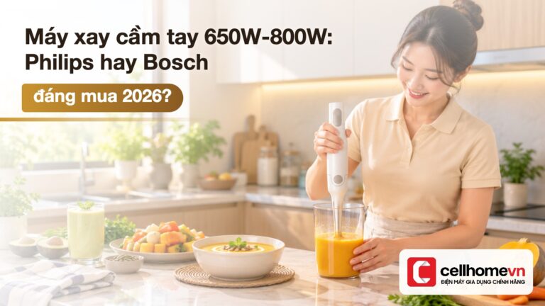 Máy xay cầm tay 650W-800W: Philips hay Bosch đáng mua 2026?