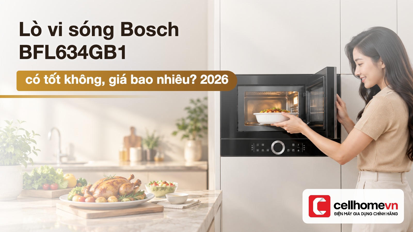 Lò vi sóng Bosch BFL634GB1 lắp âm tủ bếp hiện đại — Điện máy Cellhome