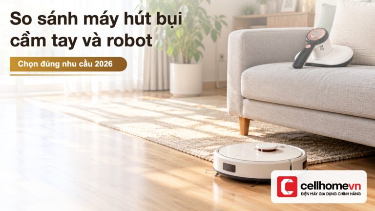 So sánh máy hút bụi cầm tay và robot: chọn đúng nhu cầu