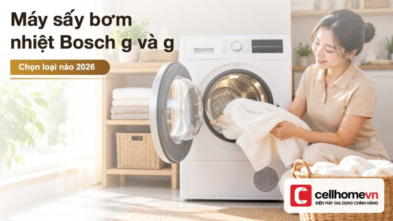 Máy sấy bơm nhiệt Bosch 8kg và 9kg: chọn loại nào?
