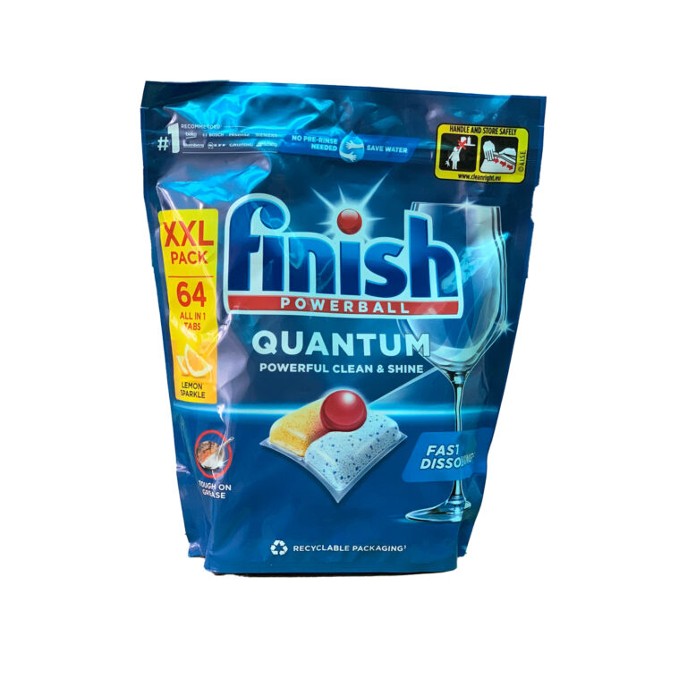 Viên rửa bát Finish Quantum túi 64 viên không hương (Regular)