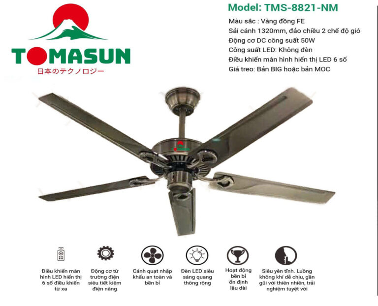Quạt trần đèn TOMASUN TMS-8821-NM