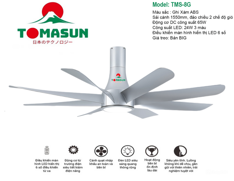 Quạt trần đèn TOMASUN TMS-8G