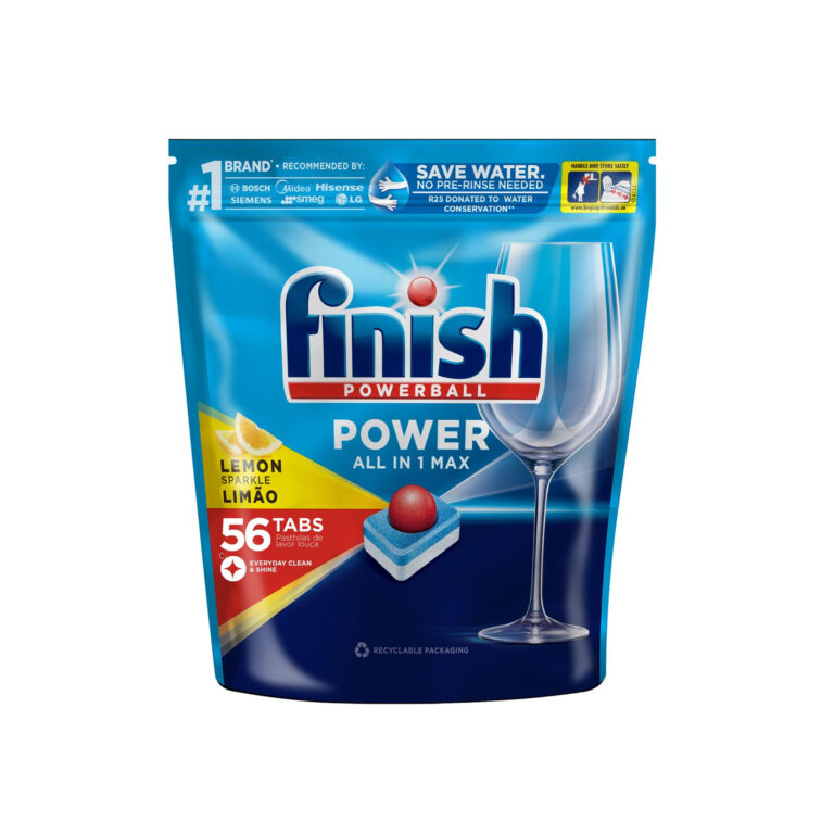 Viên rửa bát Finish Power All in 1 max túi 56 viên hương chanh (Lemon)