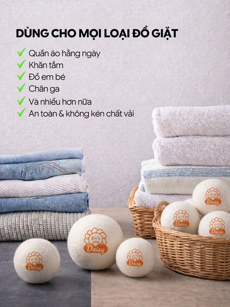 Combo 6x Bóng sấy quần áo Daisy (7cm)