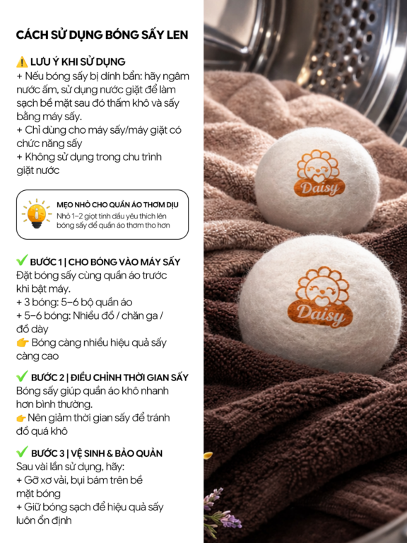 Combo 6x Bóng sấy quần áo Daisy (6cm)