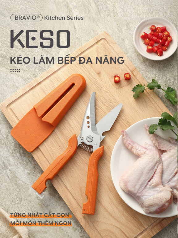 Kéo cắt đa năng Bravio KESO – Cam