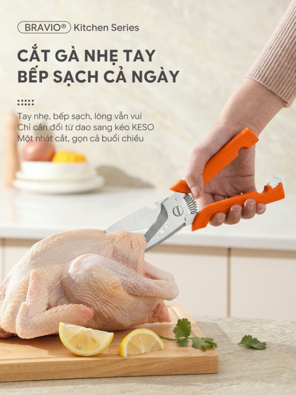 Kéo cắt đa năng Bravio KESO – Cam