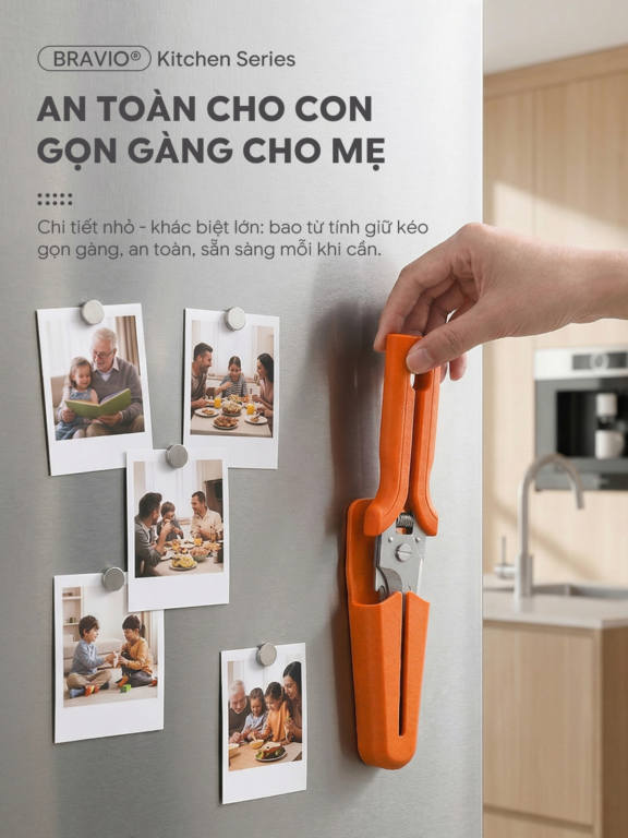 Kéo cắt đa năng Bravio KESO – Cam