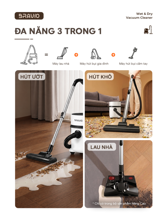 Máy hút bụi đa năng Bravio Panda P8 – Nâng cao