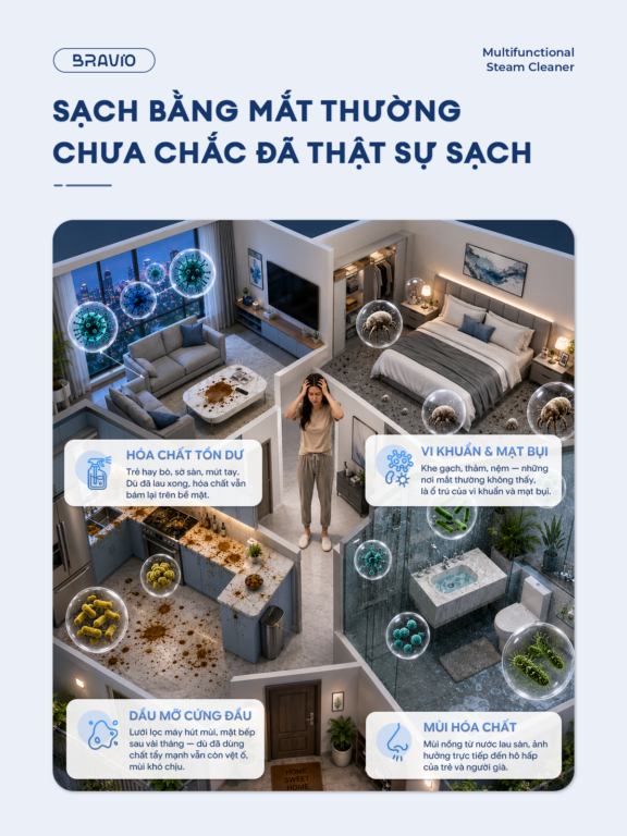 Máy làm sạch bằng hơi nước đa năng Bravio Nova S20