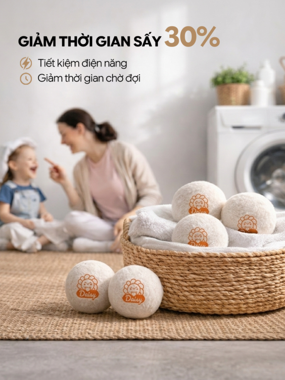 Combo 6x Bóng sấy quần áo Daisy (7cm)