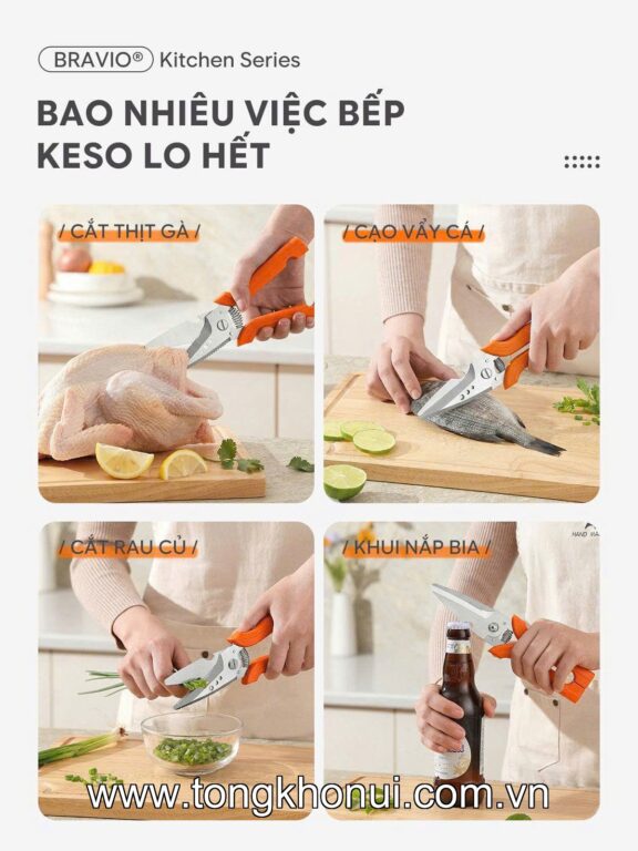 Kéo cắt đa năng Bravio KESO – Xanh lá cây