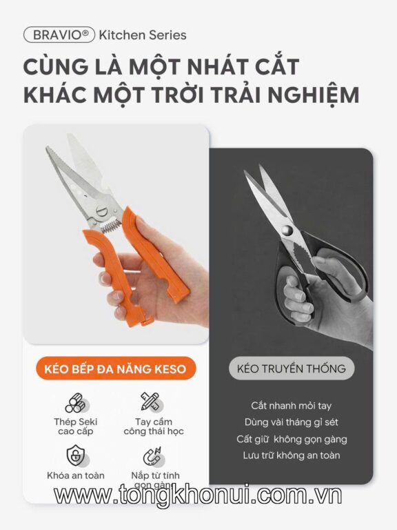 Kéo cắt đa năng Bravio KESO – Xanh lá cây