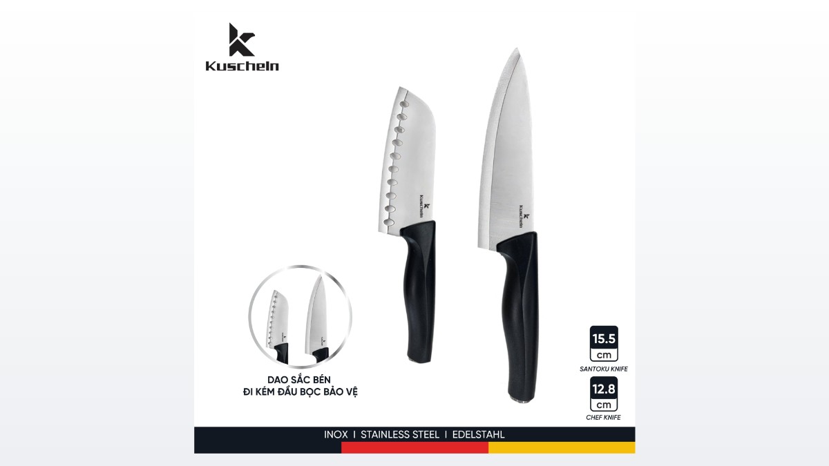 Dao KUSCHELN KSK24-2C kèm đầu bọc bảo vệ lưỡi, phần cần tháo ra khi vệ sinh