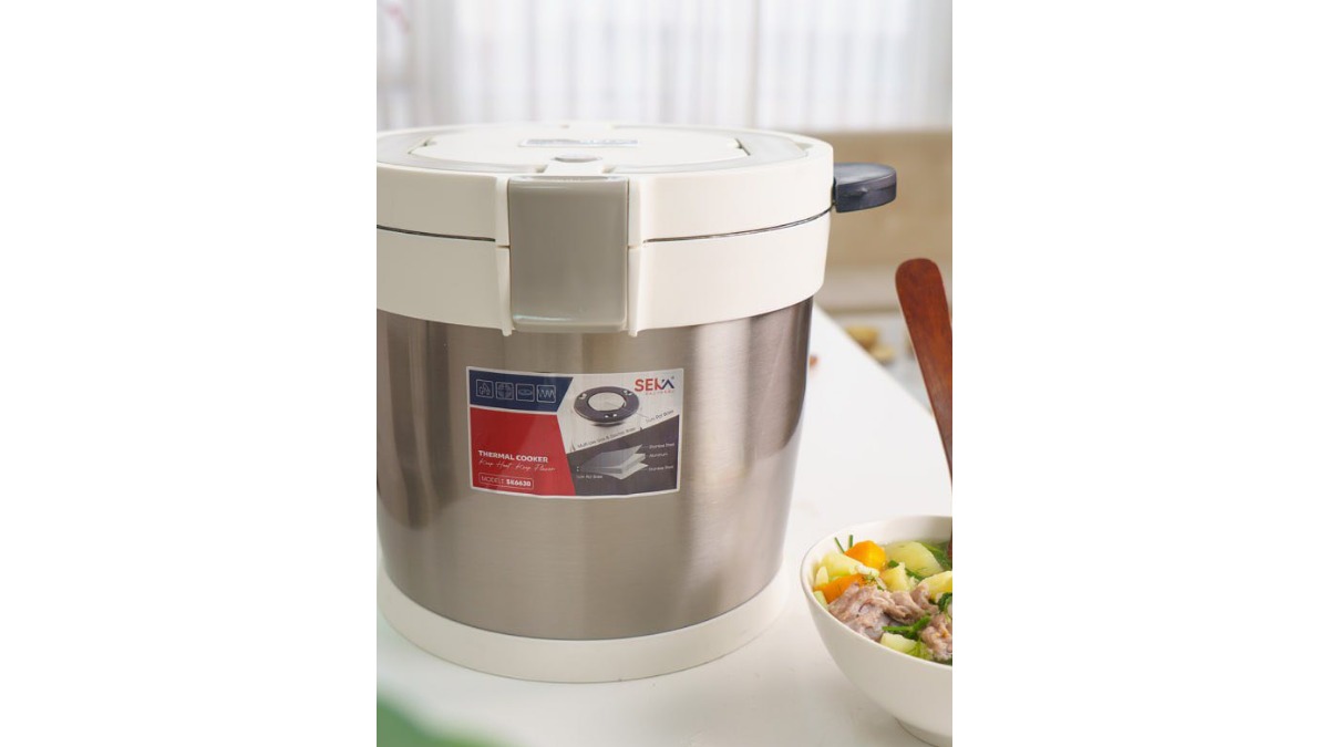 Nồi ủ chân không Seka SK6630 dung tích 7L, vỏ inox hai lớp và nắp ủ dày giữ nhiệt