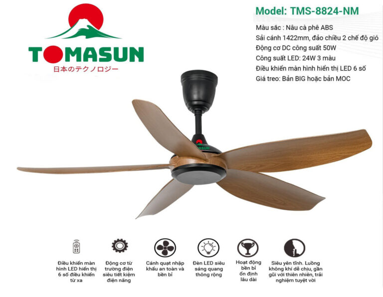 Quạt trần đèn TOMASUN TMS-8824-NM