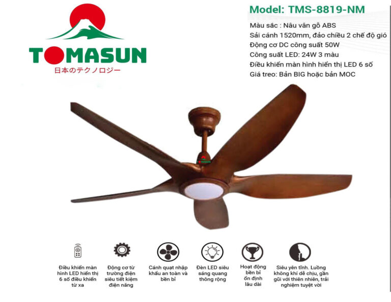 Quạt trần đèn TOMASUN TMS-8819-NM